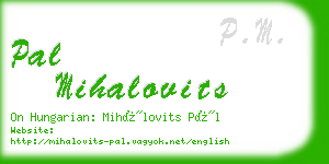 pal mihalovits business card